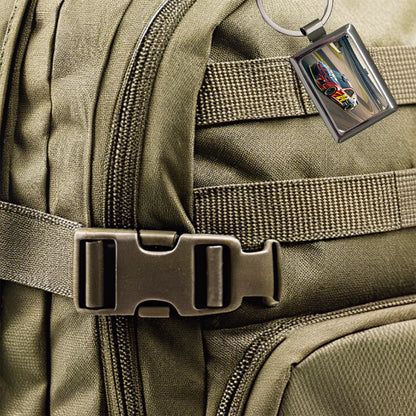 Racing Car Track Rectangle Metal Keychain