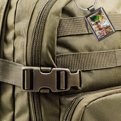Running of the Bulls in Spain Rectangle Metal Keychain