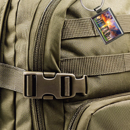 Stonehenge England At Dusk Watercolor Rectangle Metal Keychain