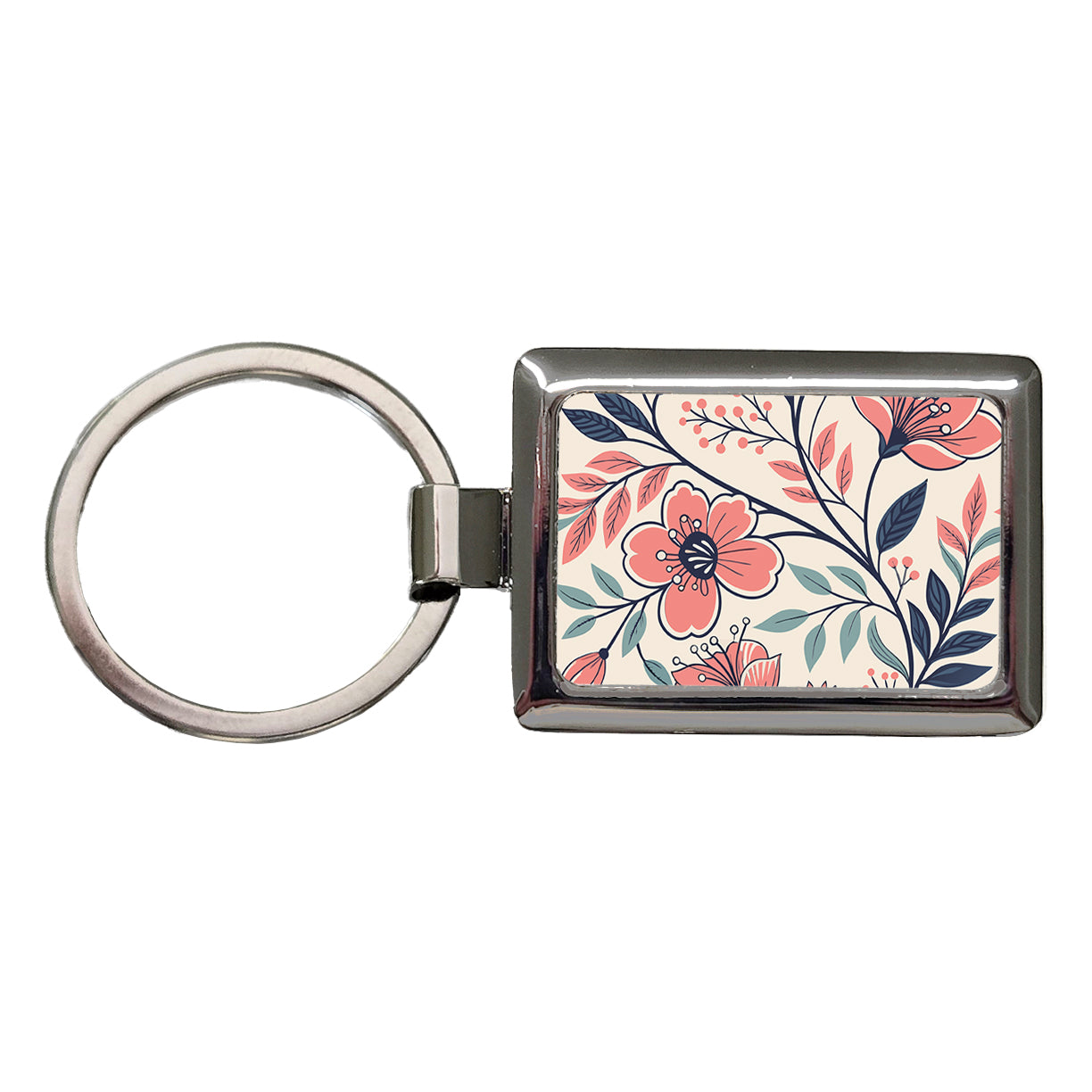 Beautiful Vine Flowers Rectangle Metal Keychain