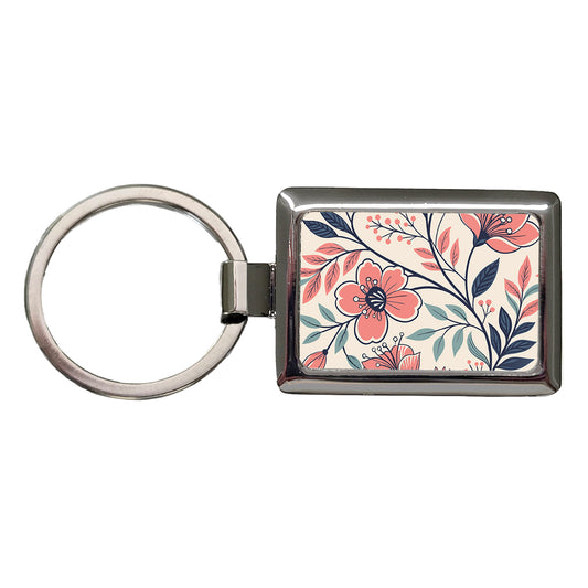 Beautiful Vine Flowers Rectangle Metal Keychain