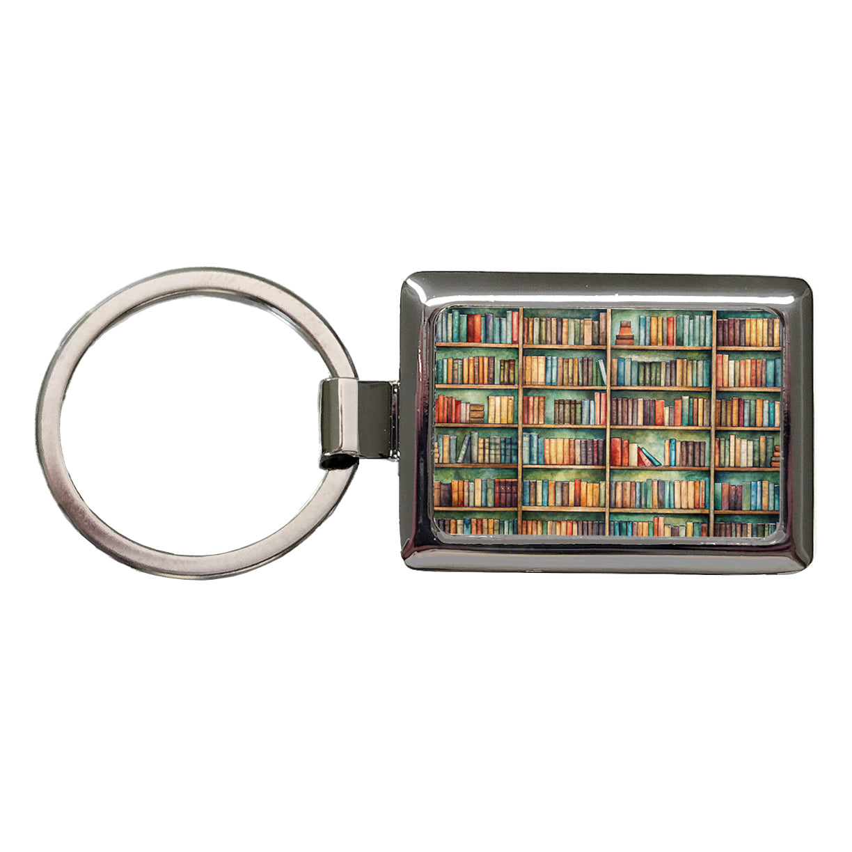 Bookshelves Library Reading Reader Books Rectangle Metal Keychain