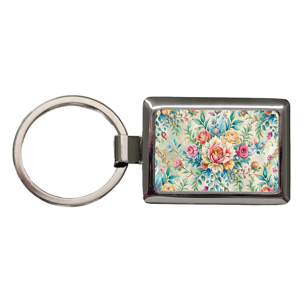Elegant Bohemian Wallpaper Rectangle Metal Keychain