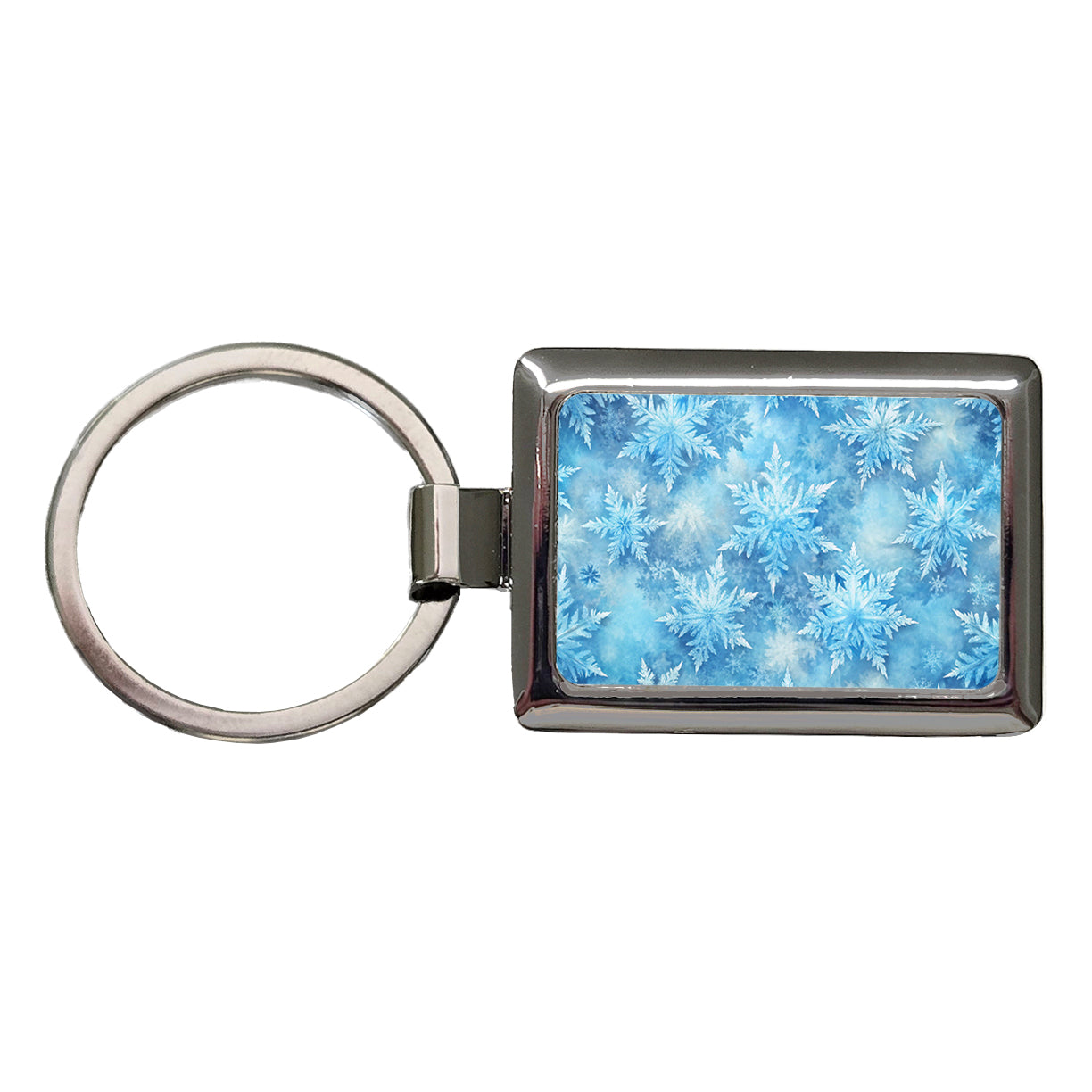 Ice Crystals Snowflakes Winter Beautiful Rectangle Metal Keychain