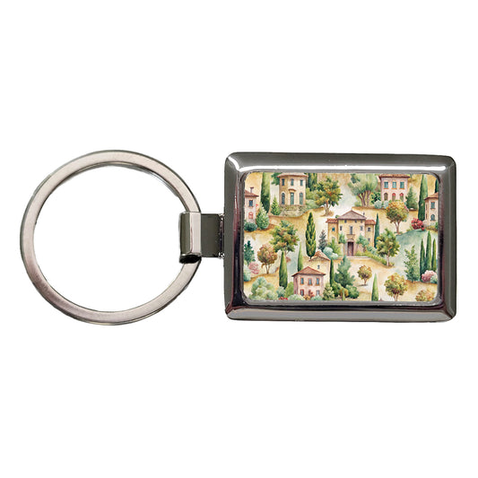 Italian Villa Hillside Town Italy Rectangle Metal Keychain