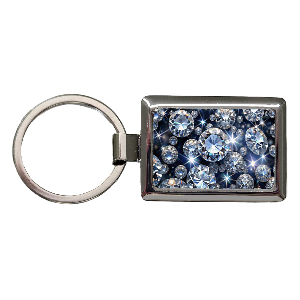 Lots Of Diamonds Rectangle Metal Keychain