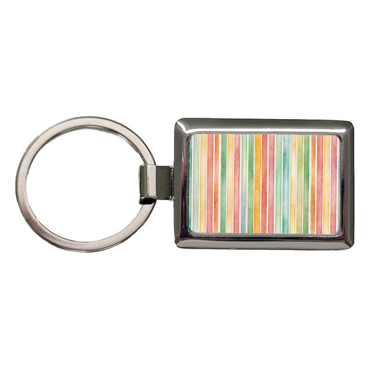 Striped 70s Wallpaper Rectangle Metal Keychain