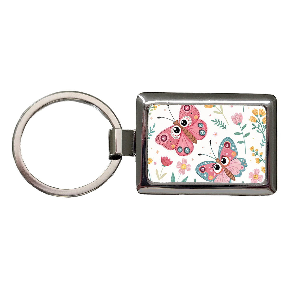 Adorable Butterflies Rectangle Metal Keychain