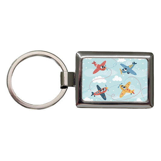 Airplanes Cute Cartoon Rectangle Metal Keychain