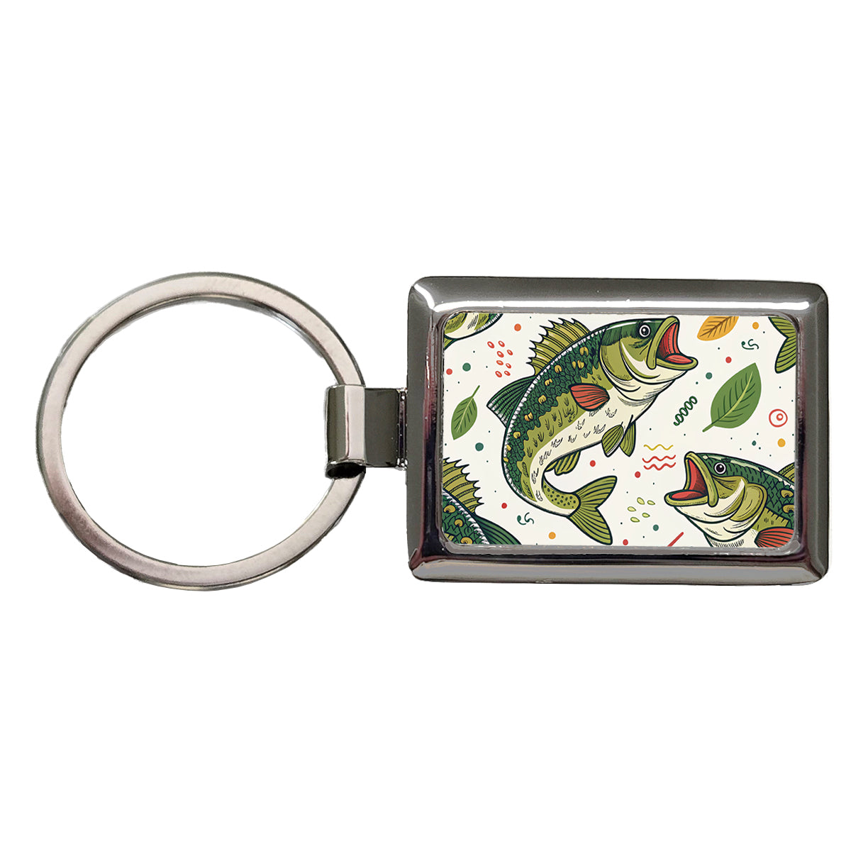Bass Fish Fishing Cute Cartoon Rectangle Metal Keychain