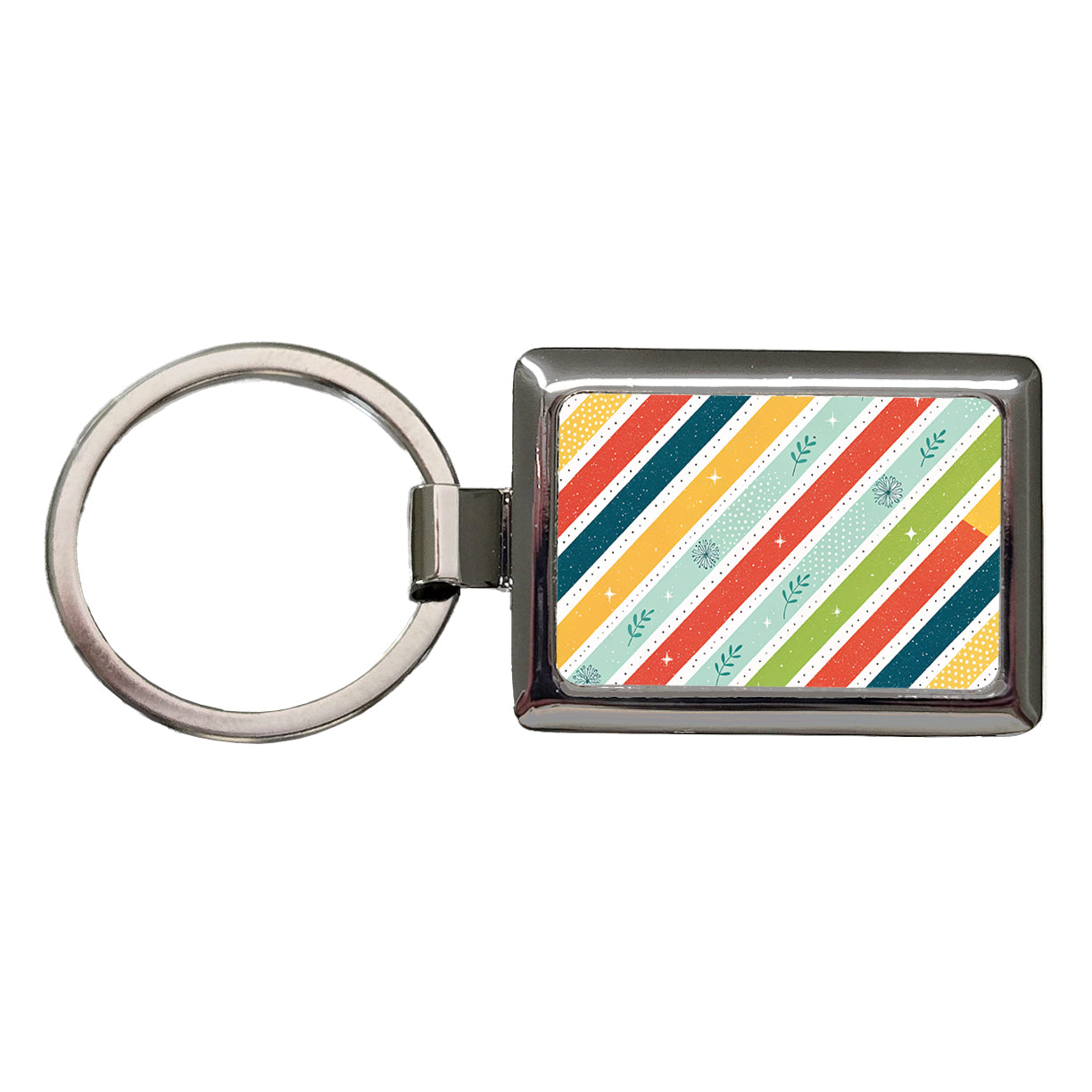 Cute Diagonal Stripes Rectangle Metal Keychain