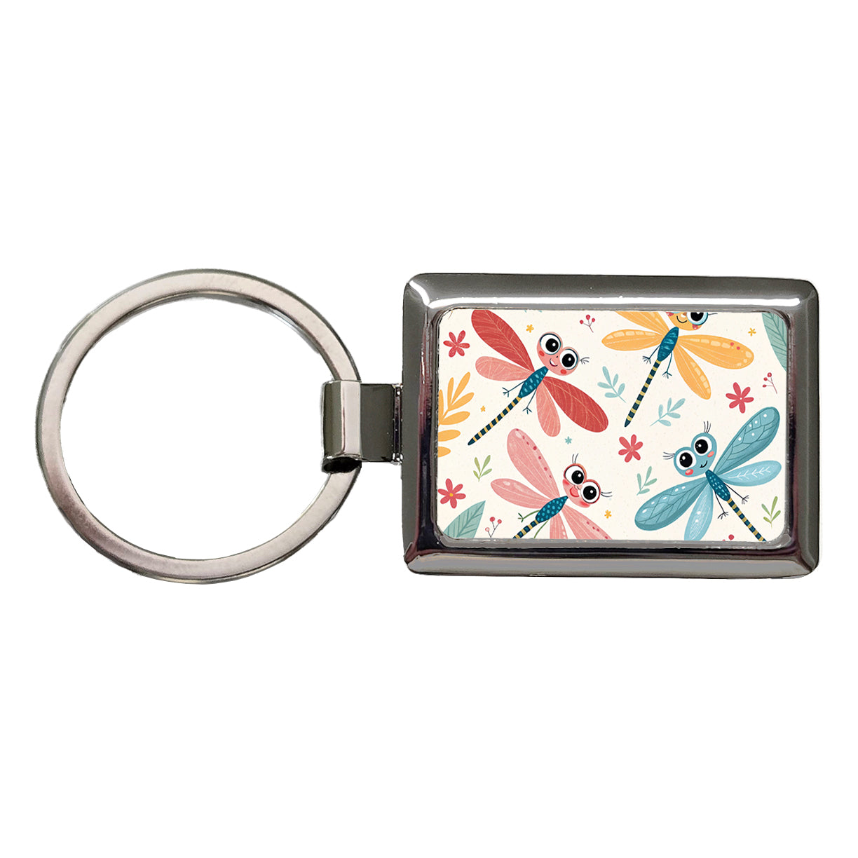 Cute Dragonflies Rectangle Metal Keychain