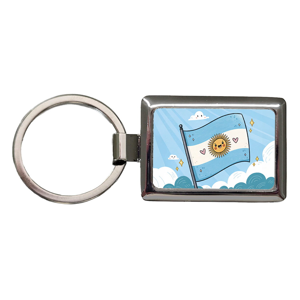 Kawaii Argentina Flag Rectangle Metal Keychain