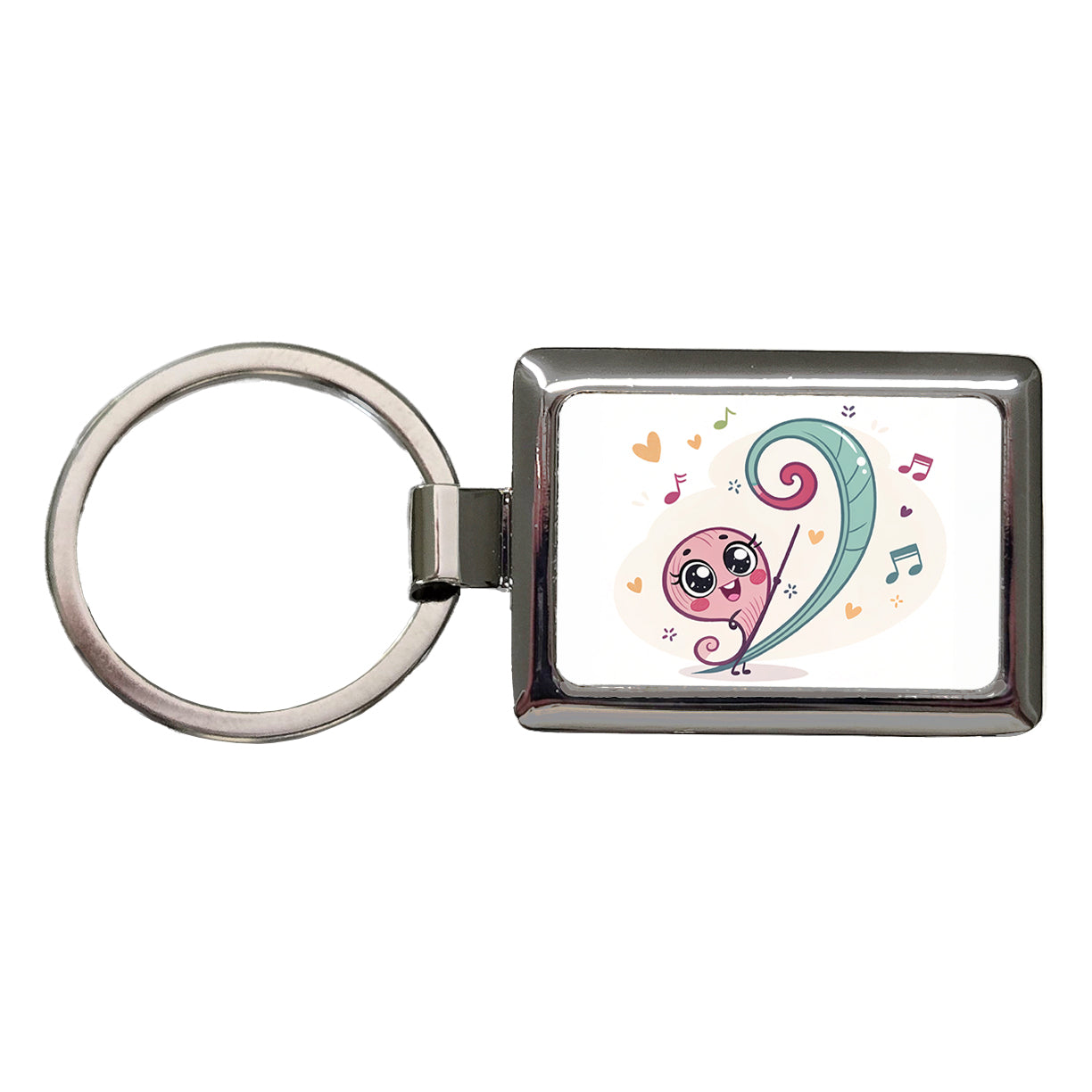 Kawaii Bass Clef Music Rectangle Metal Keychain