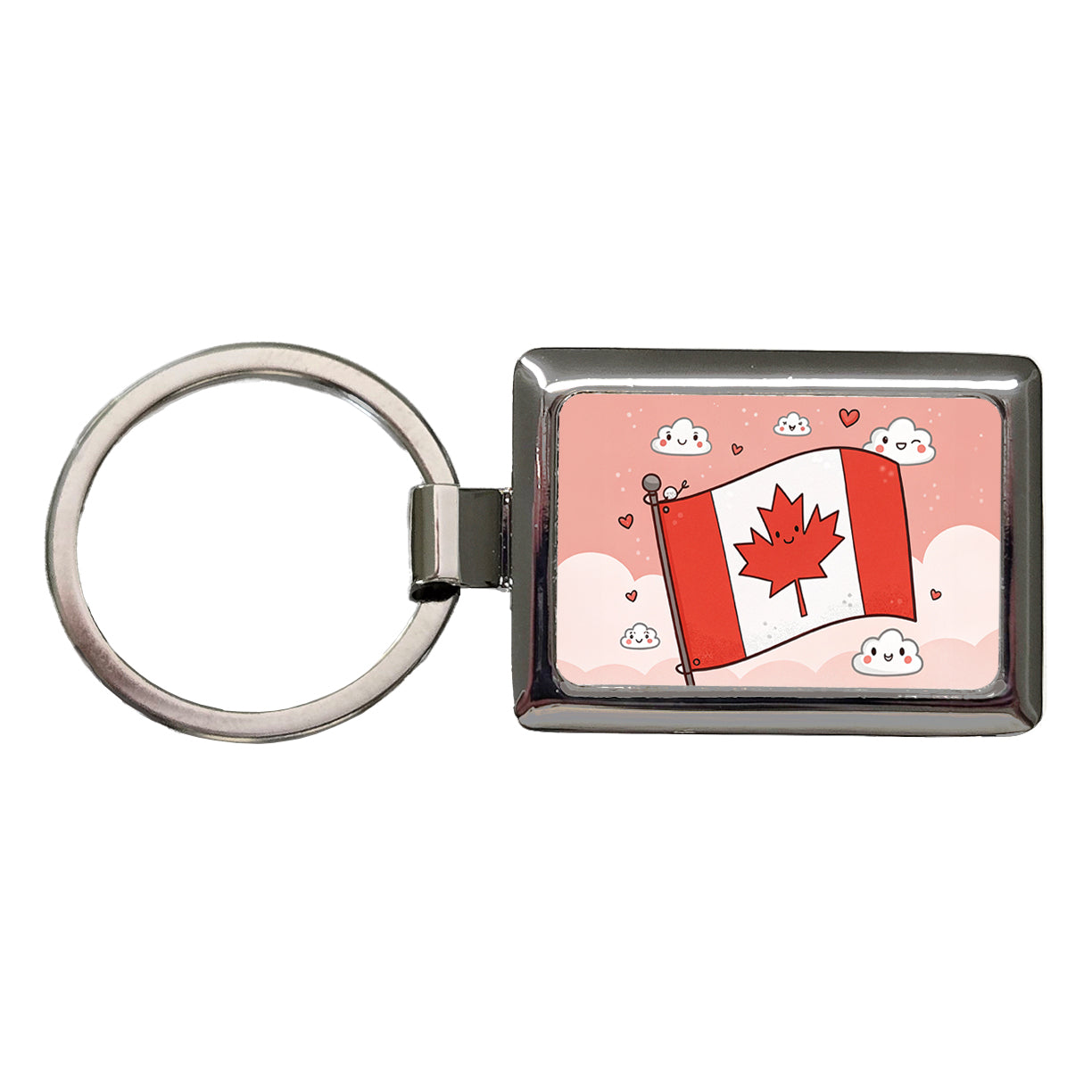 Kawaii Canada Flag Rectangle Metal Keychain