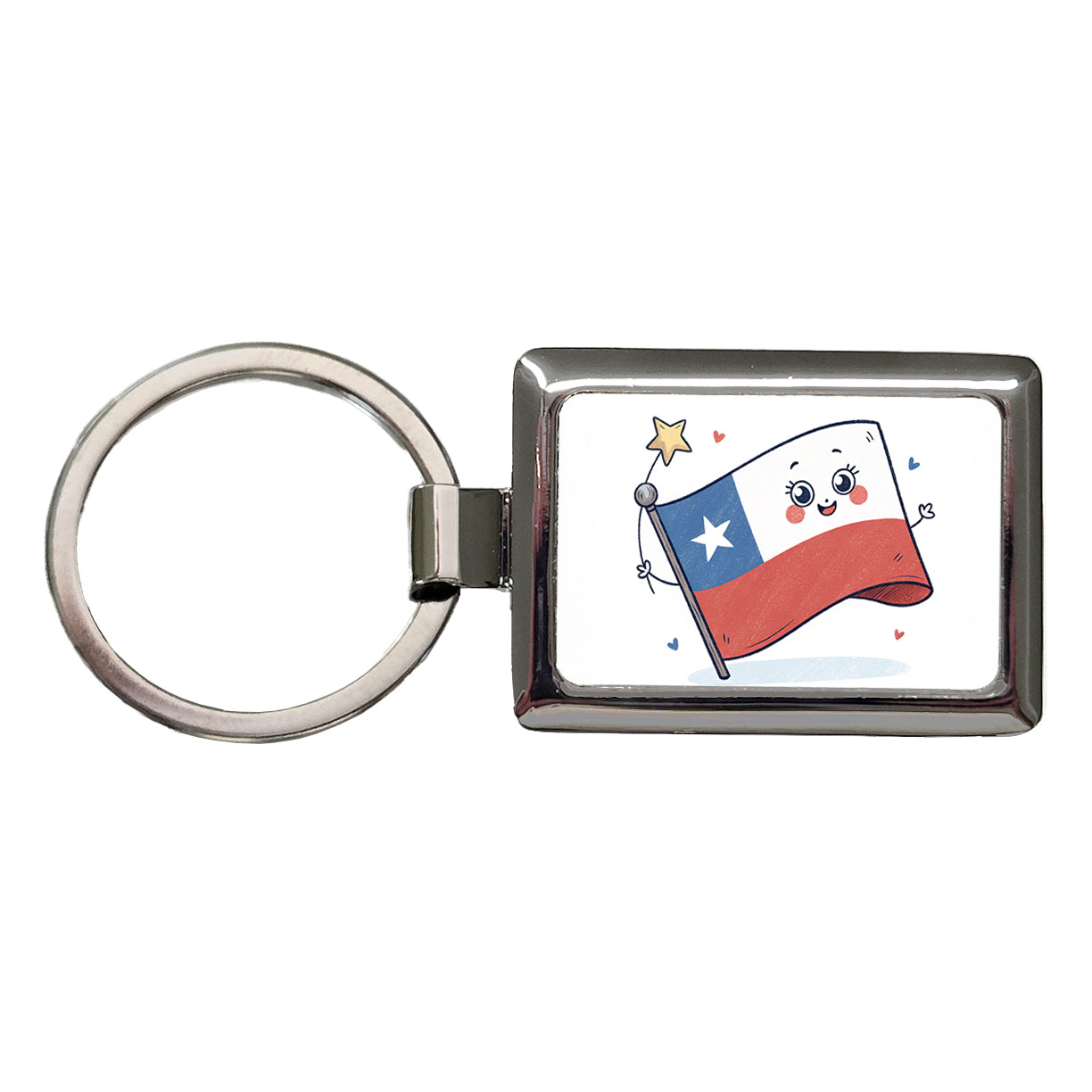 Kawaii Chile Flag Rectangle Metal Keychain