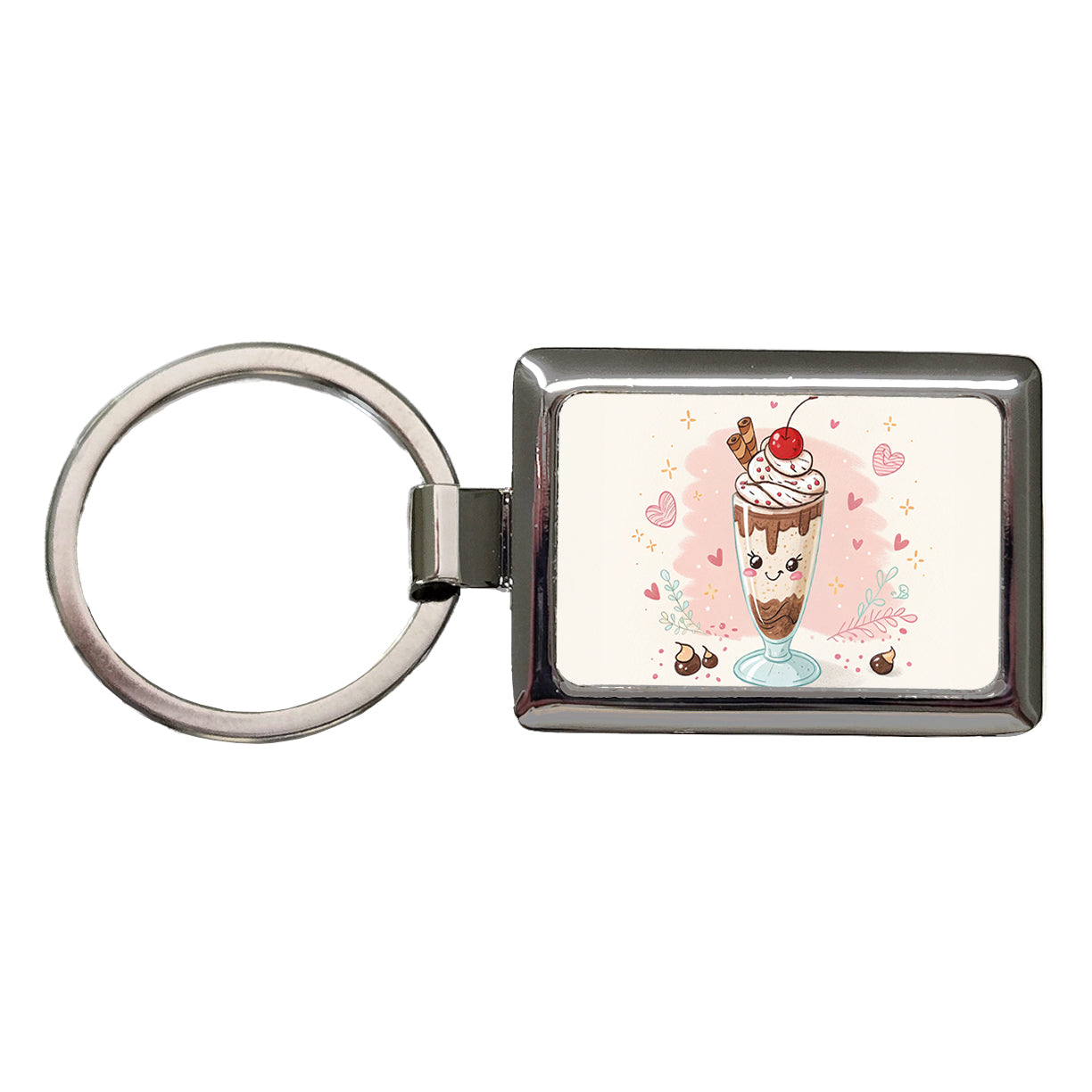 Kawaii Chocolate Milk Shake Rectangle Metal Keychain