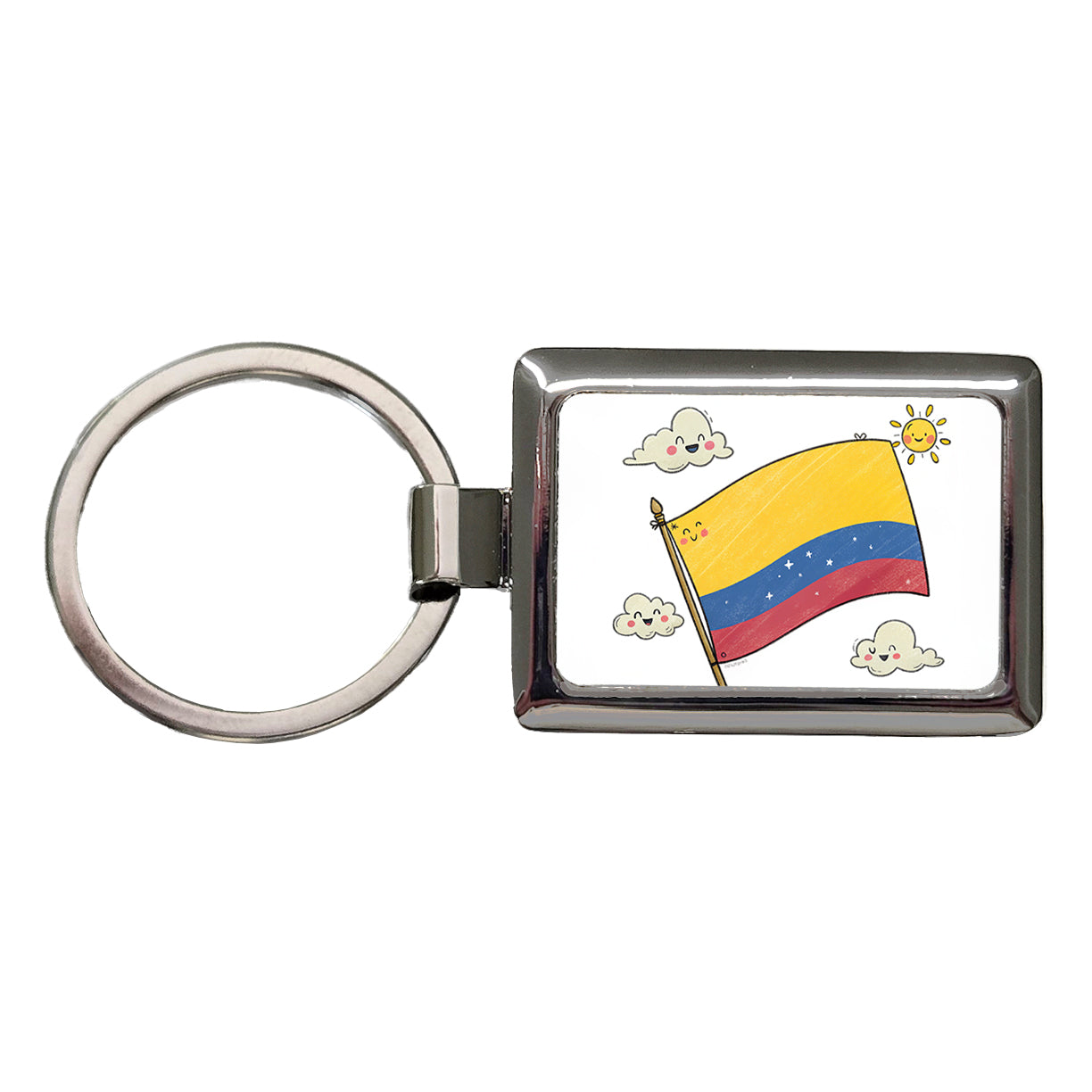 Kawaii Colombia Flag Rectangle Metal Keychain