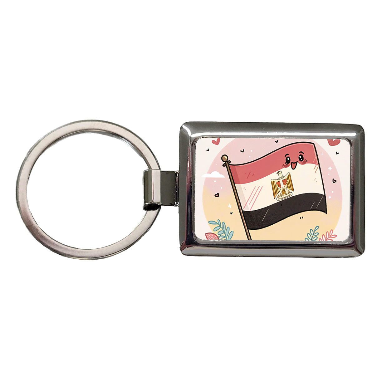 Kawaii Egypt Flag Rectangle Metal Keychain