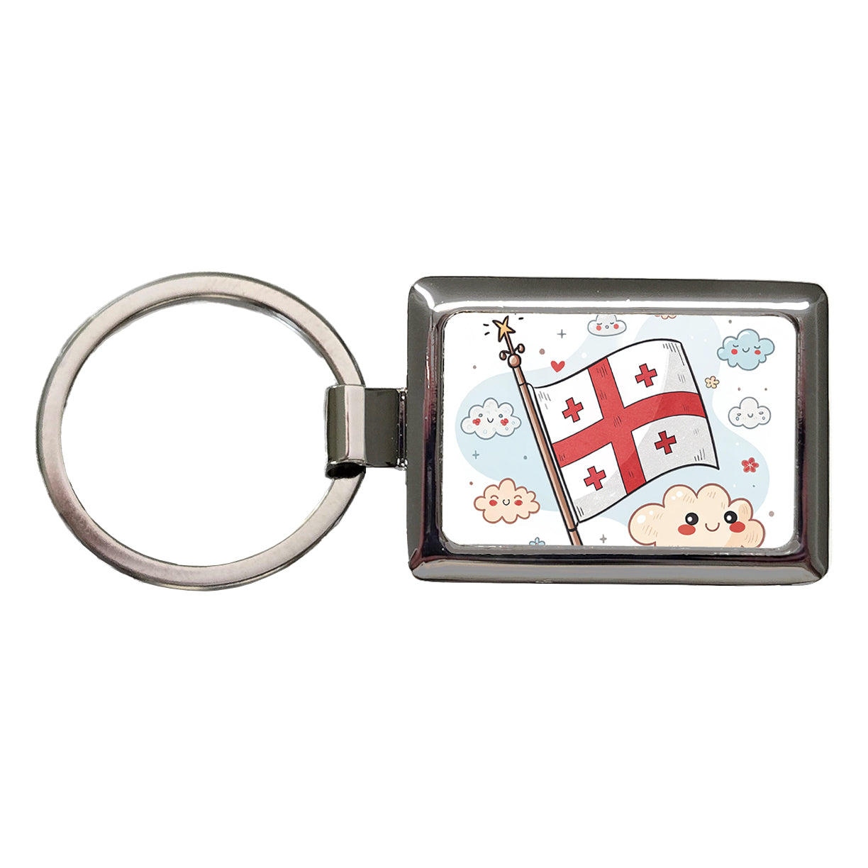 Kawaii Georgia Flag Rectangle Metal Keychain