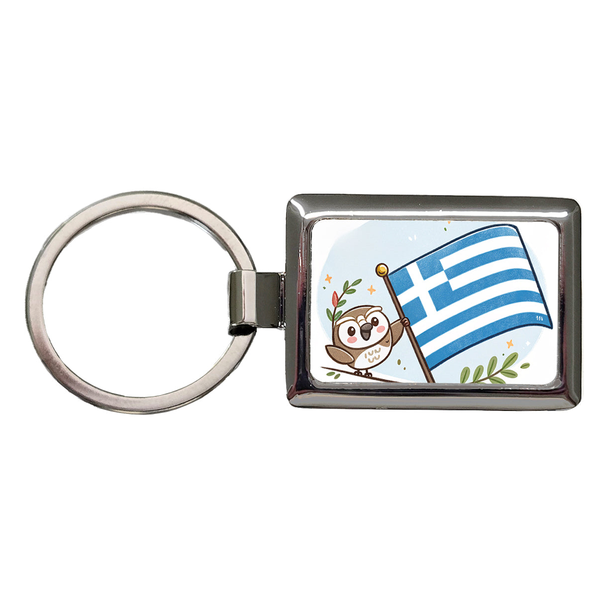 Kawaii Greece Flag Rectangle Metal Keychain