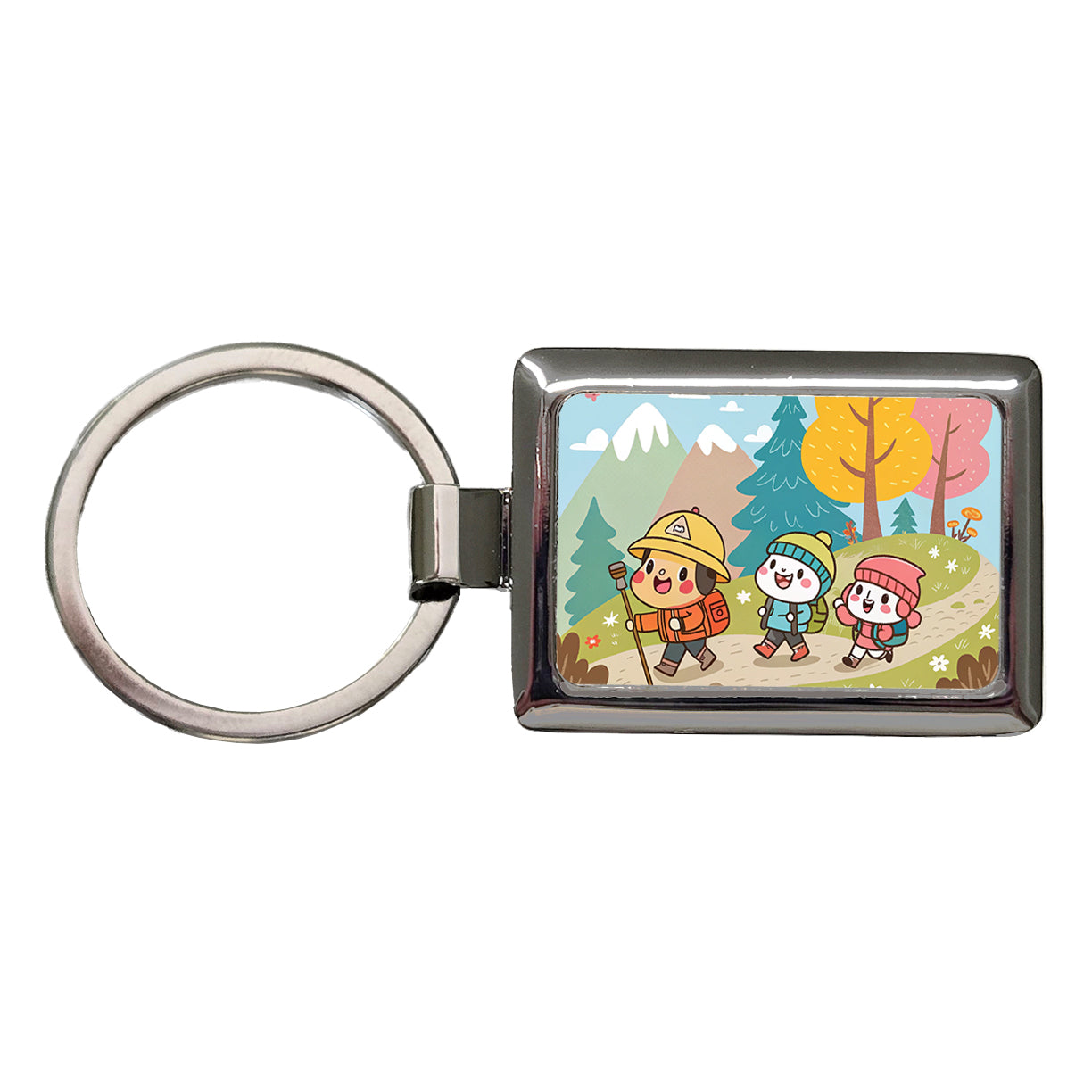 Kawaii Hiking Hikers Rectangle Metal Keychain