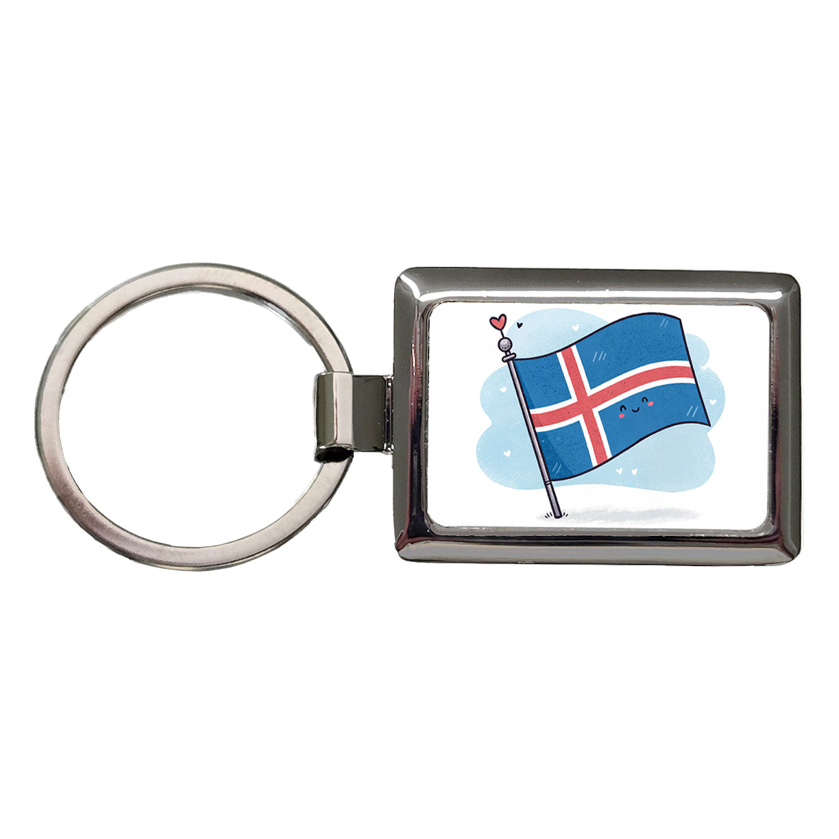Kawaii Iceland Flag Rectangle Metal Keychain