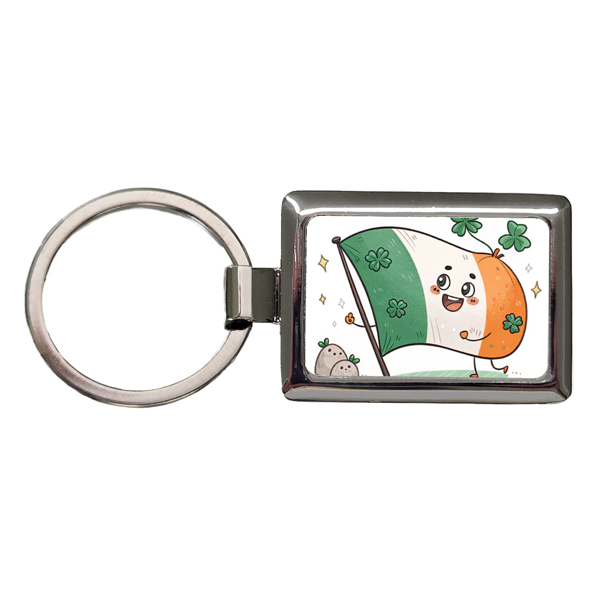 Kawaii Ireland Flag Rectangle Metal Keychain