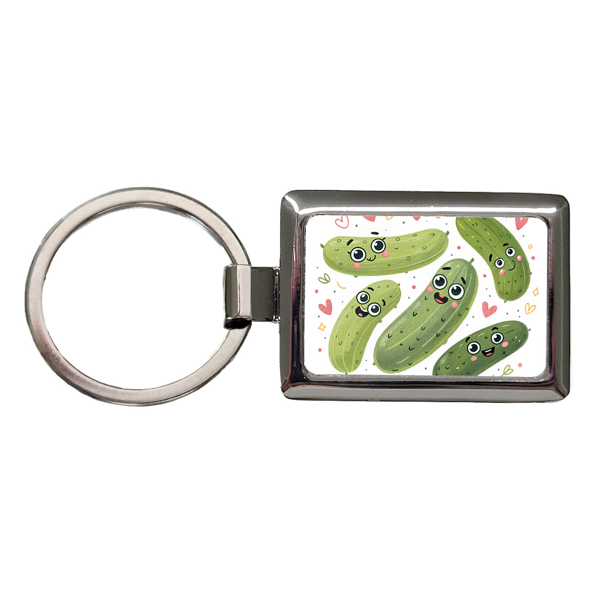 Kawaii Pickles Rectangle Metal Keychain