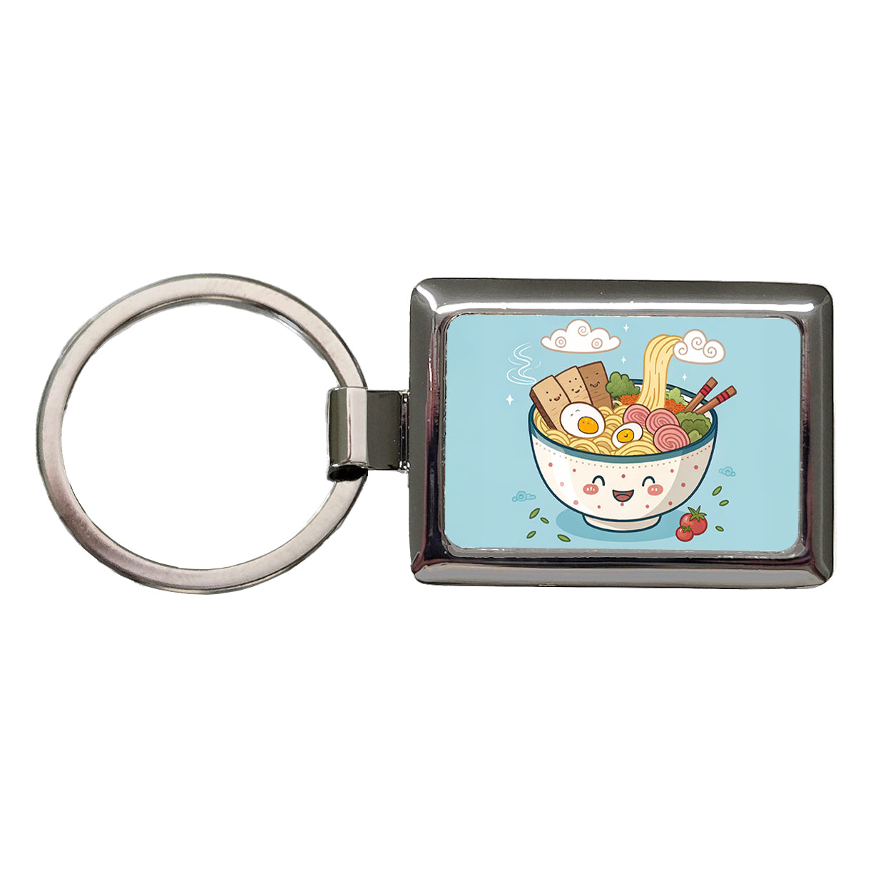 Kawaii Ramen Noodles Rectangle Metal Keychain