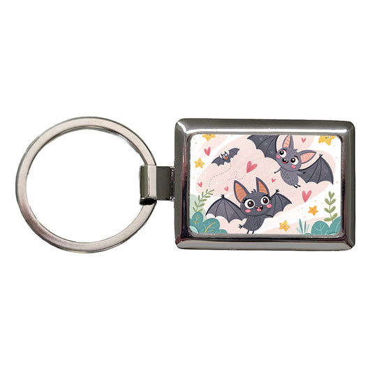 Kawaii Scattered Bats Rectangle Metal Keychain