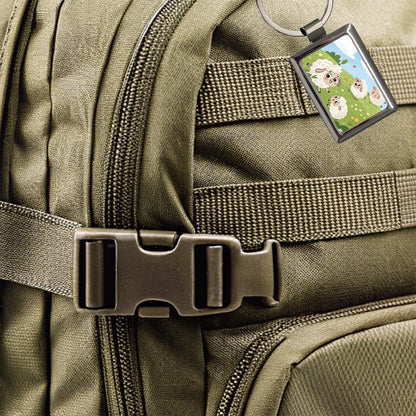 Kawaii Sheep Rectangle Metal Keychain