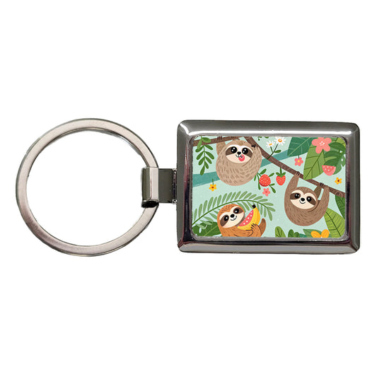 Kawaii Sloths Rectangle Metal Keychain