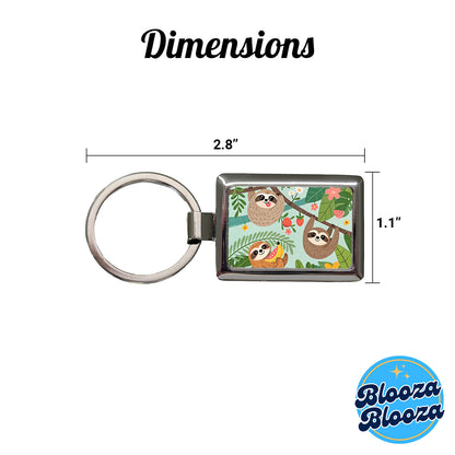 Kawaii Sloths Rectangle Metal Keychain