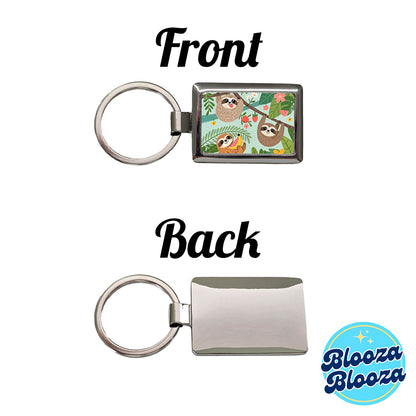 Kawaii Sloths Rectangle Metal Keychain