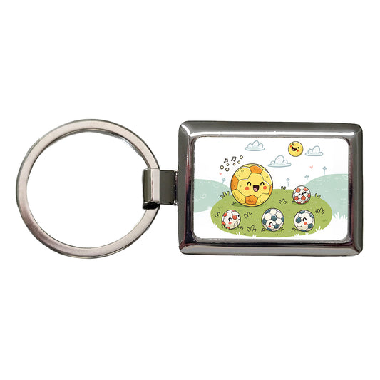 Kawaii Soccer Balls Rectangle Metal Keychain