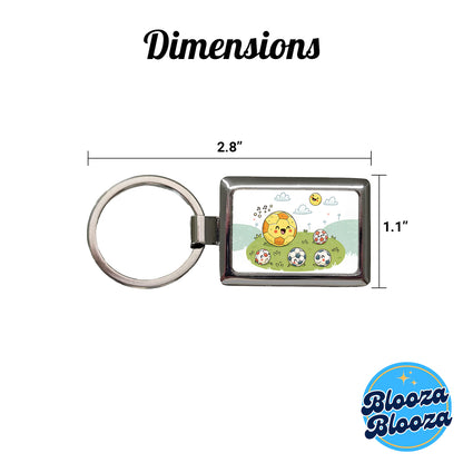 Kawaii Soccer Balls Rectangle Metal Keychain