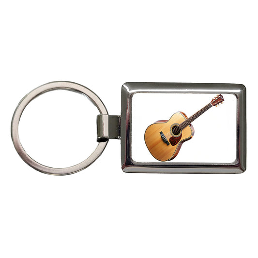 Acoustic Guitar Music Musical Instrument Musician Rectangle Metal Keychain
