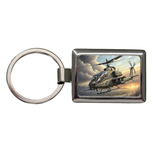 AH-1 SuperCobra US Marines Attack Helicopter Rectangle Metal Keychain