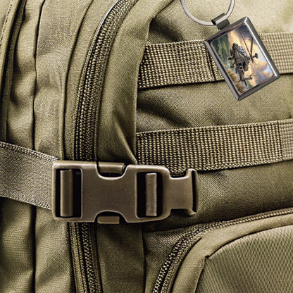 AH-64 Apache US Army Attack Helicopter Flying Rectangle Metal Keychain