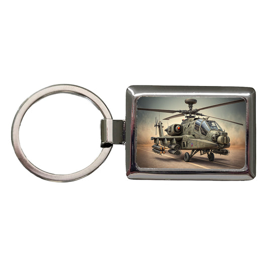 AH-64 Apache US Army Attack Helicopter Rectangle Metal Keychain