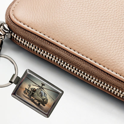 AH-64 Apache US Army Attack Helicopter Rectangle Metal Keychain