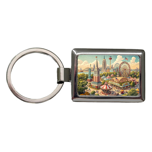 Americana New York World's Fair Rectangle Metal Keychain