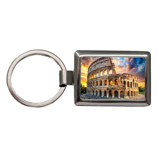 Ancient Rome Coliseum at Sunset Rectangle Metal Keychain