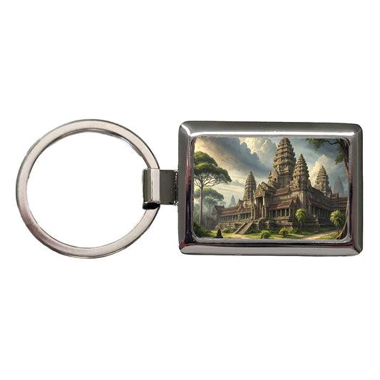 Angkor Wat Hindu Buddhist Temple Cambodia Rectangle Metal Keychain