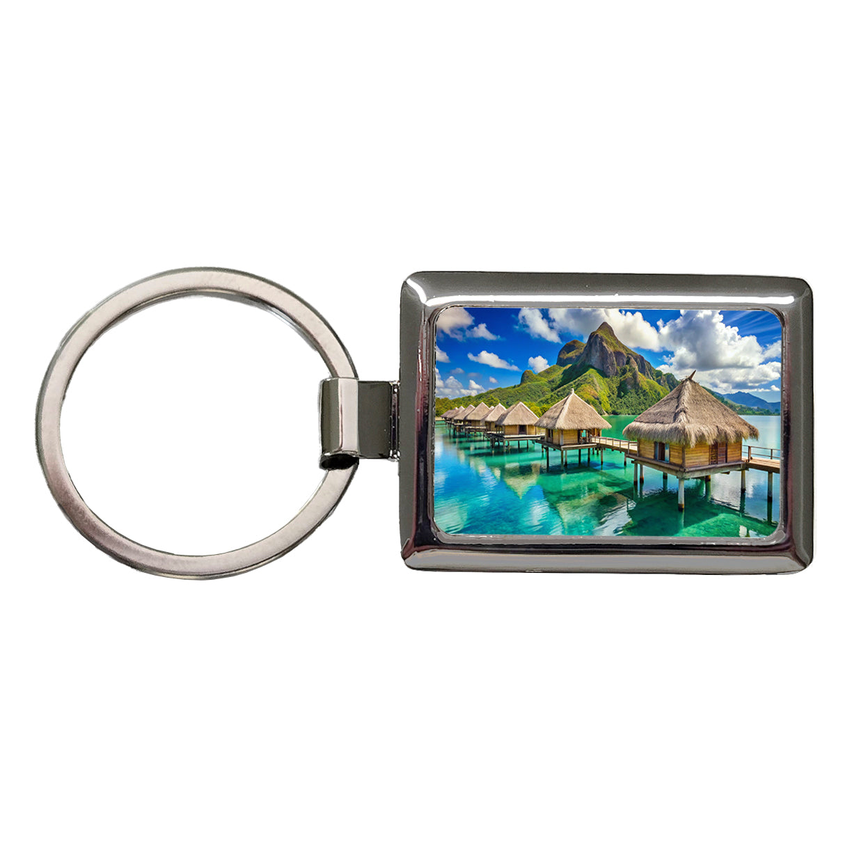 Bora Bora Huts On Water French Polynesia Rectangle Metal Keychain