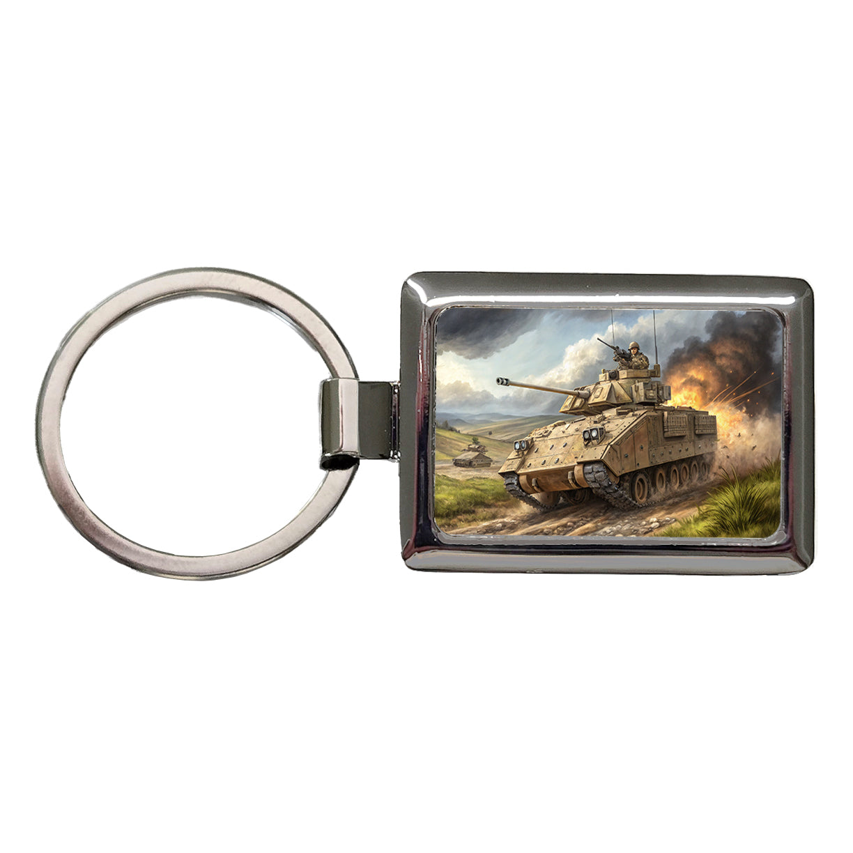 Bradley Fighting Vehicle US Army Armor Rectangle Metal Keychain