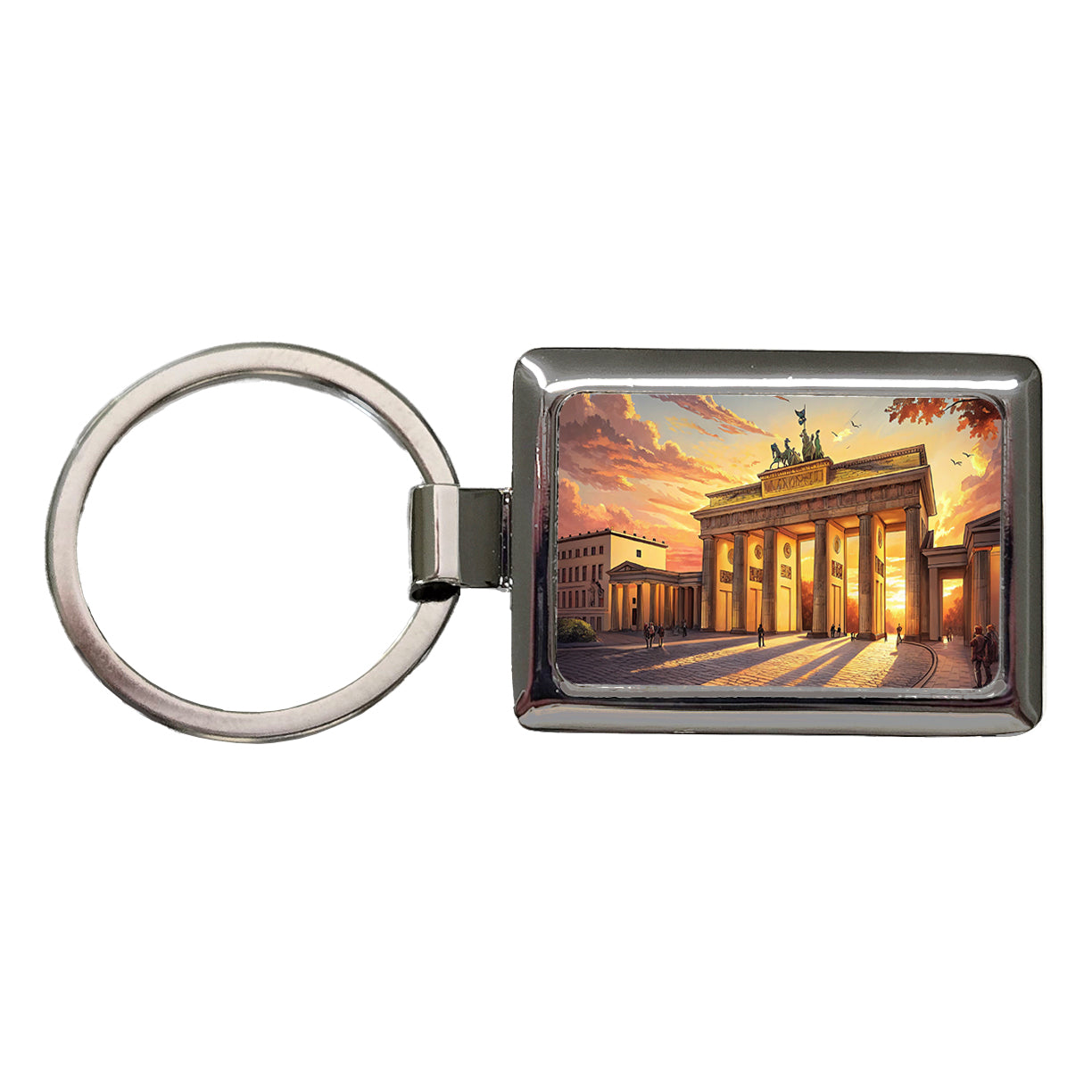 Brandenburg Gate At Sunset Berlin Germany Rectangle Metal Keychain