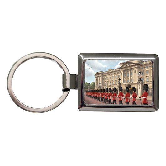 Changing Of The Guard At Buckingham Palace London England Rectangle Metal Keychain