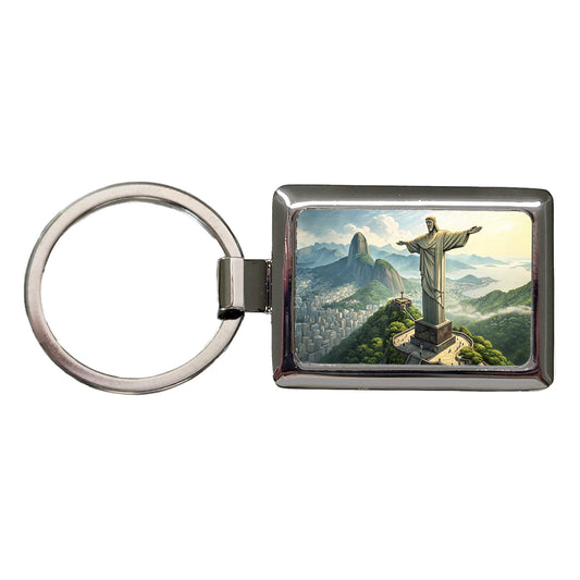 Christ The Redeemer Statue Rio De Janeiro Brazil Rectangle Metal Keychain